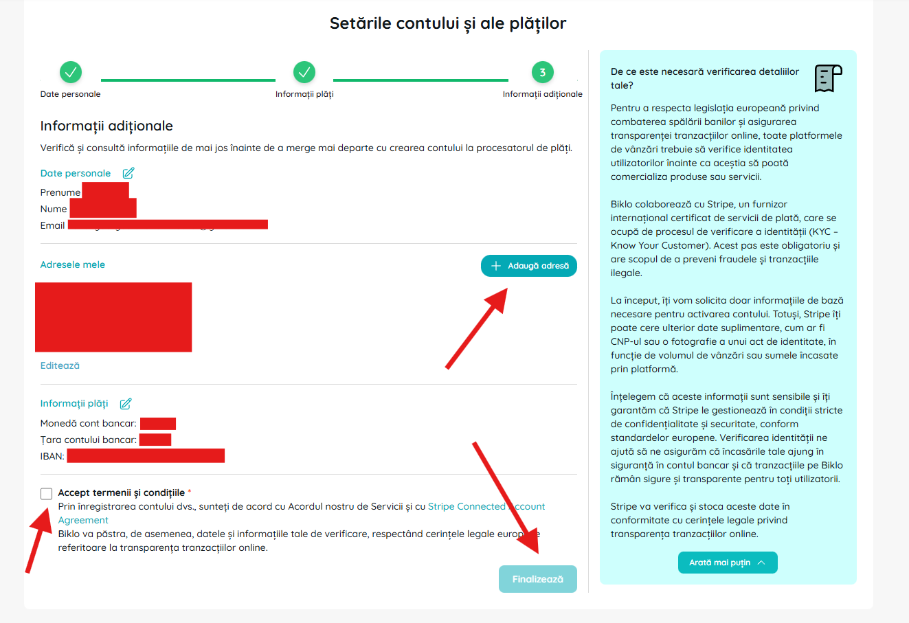 Ispunjavanje dodatnih informacija i ugovora u procesu kreiranja Biklo financijskog računa